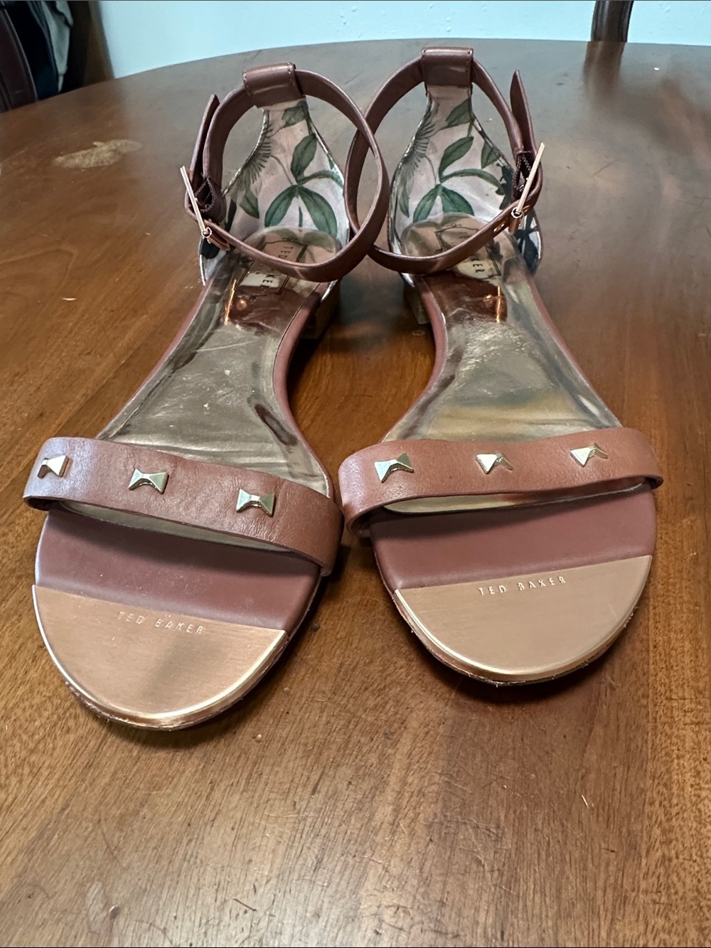 Ted Baker Rose Brown Studded Ankle-Strap Sandals - Picture 4 of 10